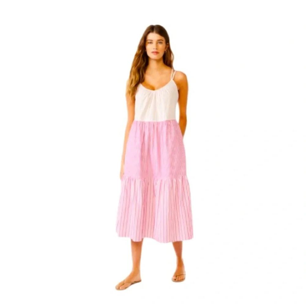 Free Assembly Sleeveless Double X Strap Cross Back Tiered Midi Dress Size XL NWT